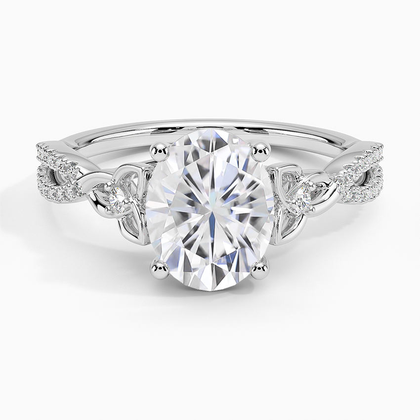 Moissanite Luxe Celtic Love Knot Diamond Ring in 18K White Gold