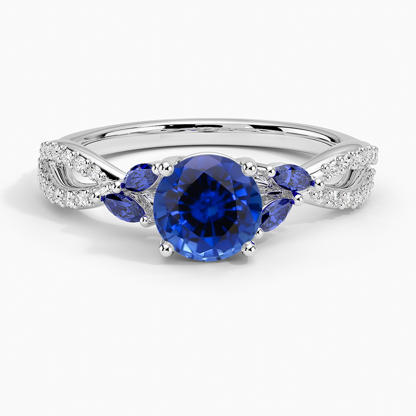 Sapphire Luxe Willow Sapphire and Diamond Ring (1/8 ct. tw.) in 18K White Gold