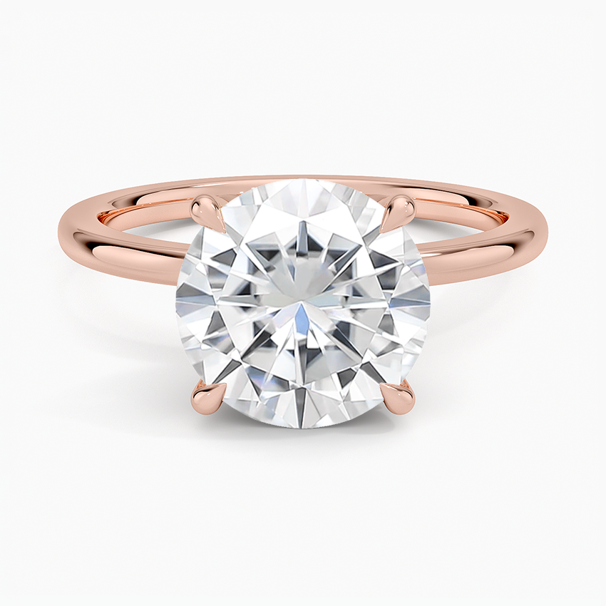Moissanite Petal 1.5mm Diamond Ring in 14K Rose Gold