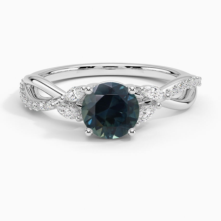 Sapphire Petite Twisted Willow Diamond Ring in 18K White Gold