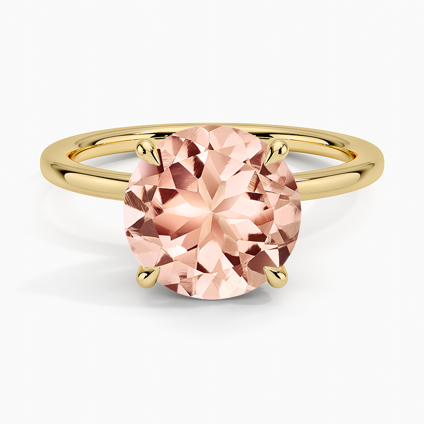 Morganite Lumiere 1.5mm Diamond Ring in 14K Yellow Gold