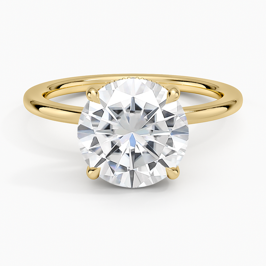 Moissanite Audrey Perfect Fit Hidden Halo 1.4mm Diamond Ring in 14K Yellow Gold