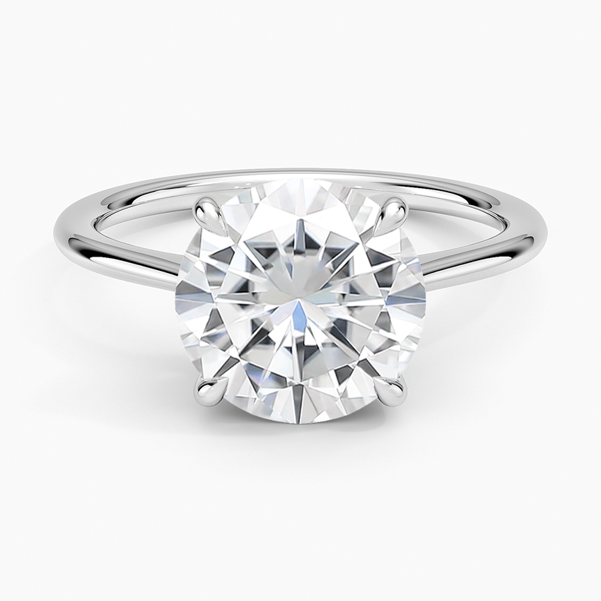 Moissanite Elle Hidden Halo Diamond Ring in 14K White Gold