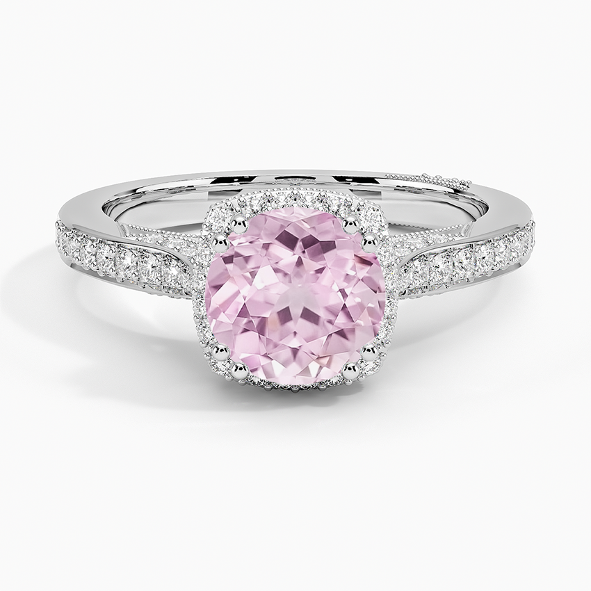 Lab Grown Sapphire Tacori Dantela Bloom Diamond Ring in 18K White Gold