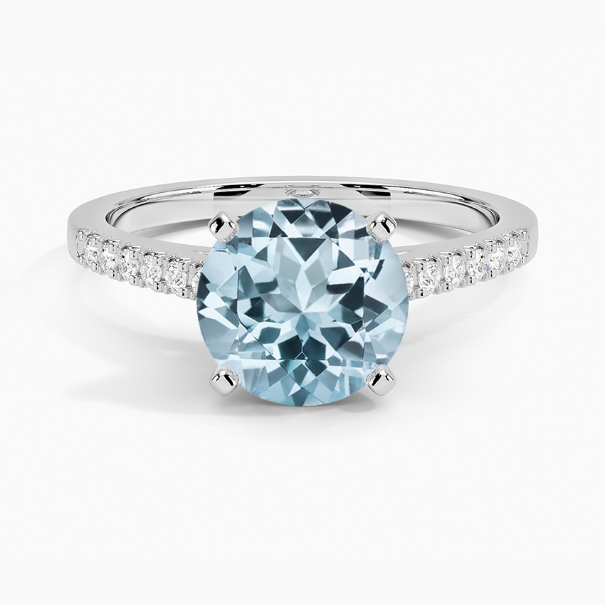 Aquamarine Sonora Diamond Ring in 18K White Gold
