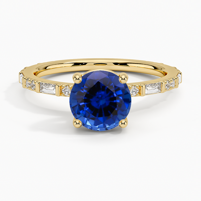 Sapphire Luz Baguette and Round Diamond Ring in 18K Yellow Gold