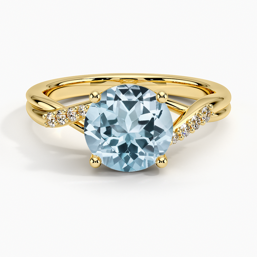 Aquamarine Chamise Diamond Ring (1/15 ct. tw.) in 18K Yellow Gold