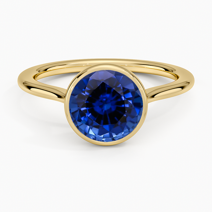 Lab Grown Sapphire Petite Luna 1.5mm Bezel Ring in 18K Yellow Gold