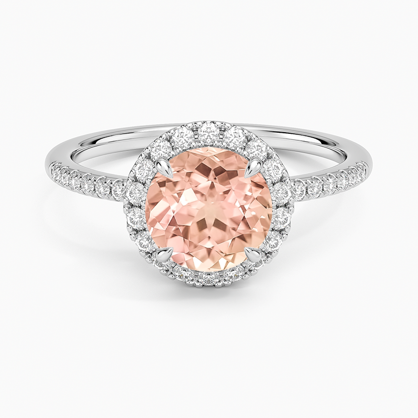 Lab Grown Sapphire Cambria Halo Diamond Ring in 14K White Gold