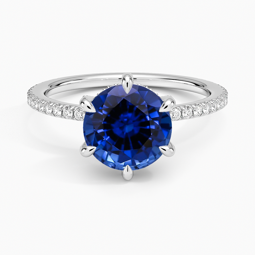 Lab Grown Sapphire Viviana Three-Quarter Coverage Six-Prong Diamond Ring (1/3 ct. tw.) in 18K White Gold