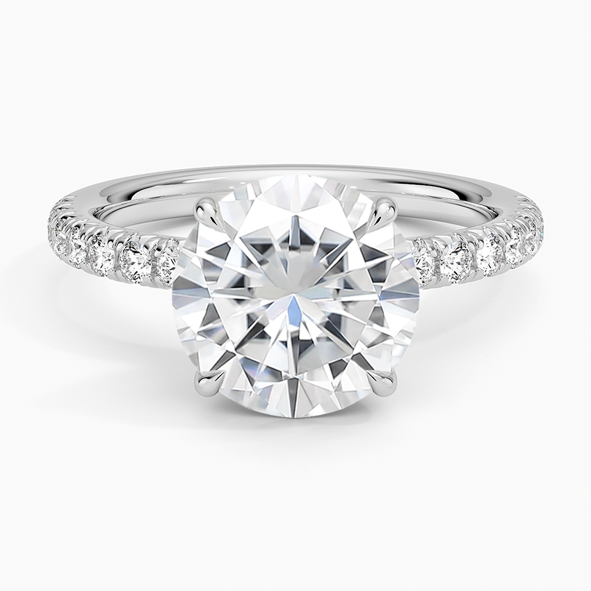 Moissanite Amelie Half Coverage Diamond Ring in 14K White Gold