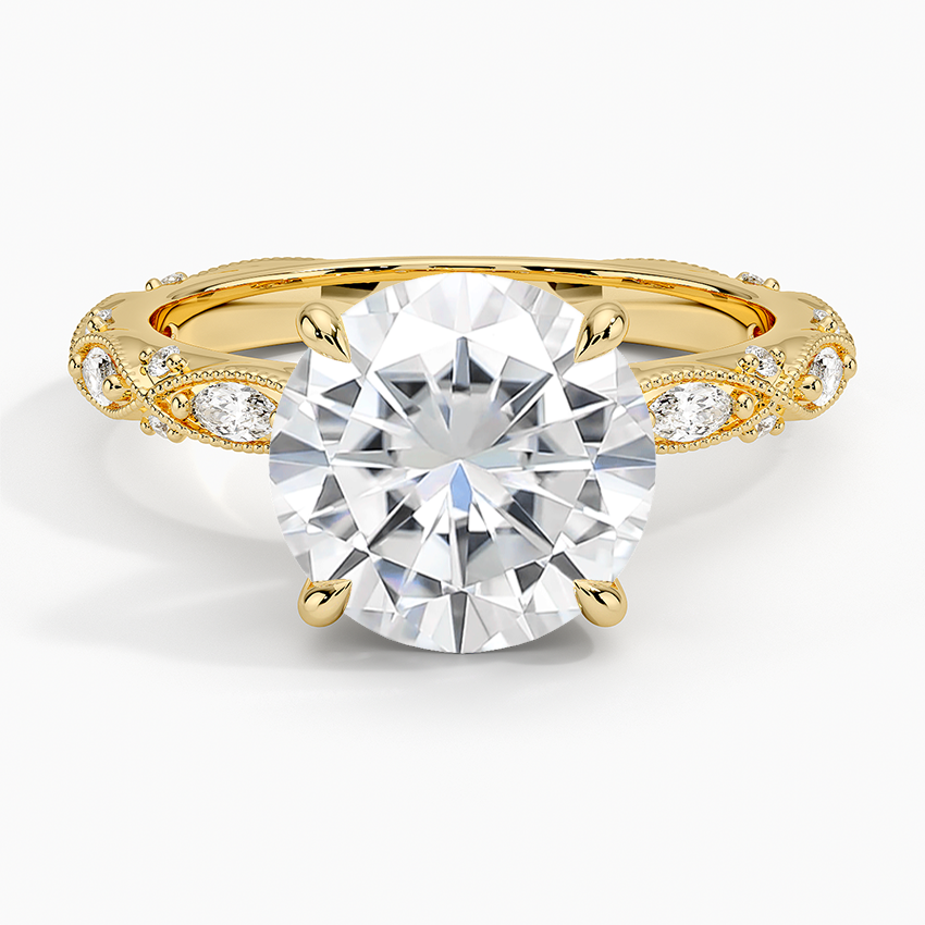 Moissanite Celestia Milgrain Diamond Ring (1/4 ct. tw.) in 14K Yellow Gold