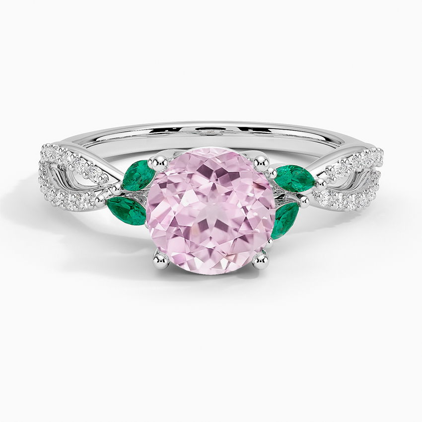 Lab Grown Sapphire Luxe Willow Lab Emerald and Diamond Ring (1/8 ct. tw.) in 18K White Gold
