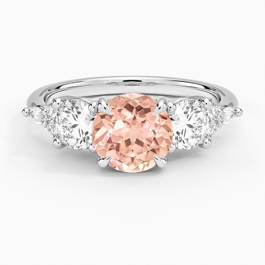 Lab Grown Sapphire Luxe Nadia Three Stone Diamond Ring in 18K White Gold