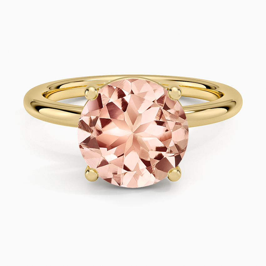 Morganite Sydney Perfect Fit 2mm Solitaire Ring in 14K Yellow Gold