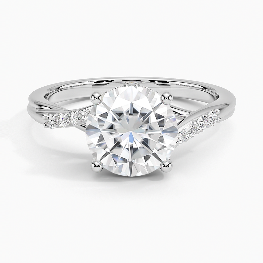 Moissanite Chamise Hidden Halo Diamond Ring in 18K White Gold