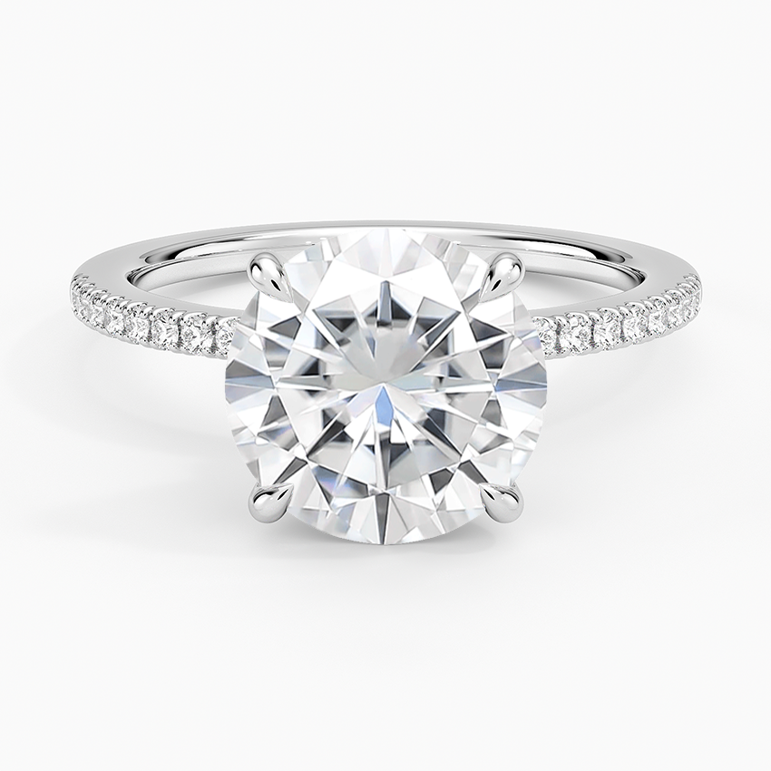 Moissanite Demi Half Coverage Diamond Ring (1/5 ct. tw.) in 14K White Gold
