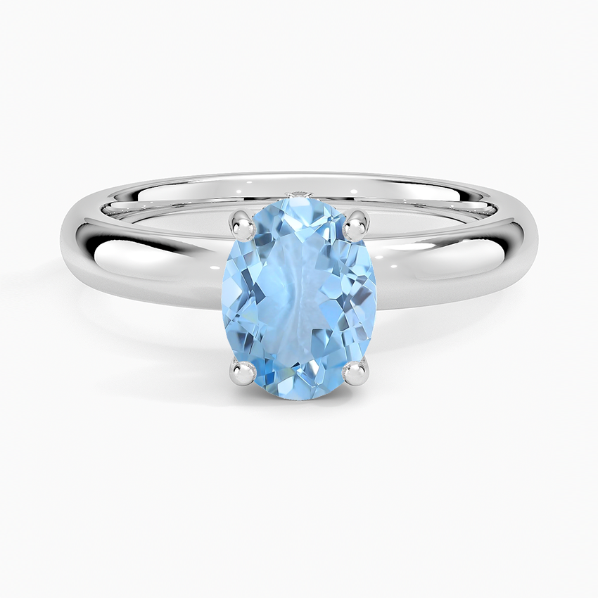 Aquamarine Sydney Perfect Fit Halo 3mm Diamond Ring in 18K White Gold