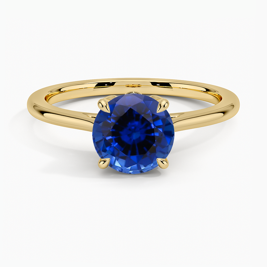 Sapphire Petal 1.5mm Solitaire Ring in 18K Yellow Gold