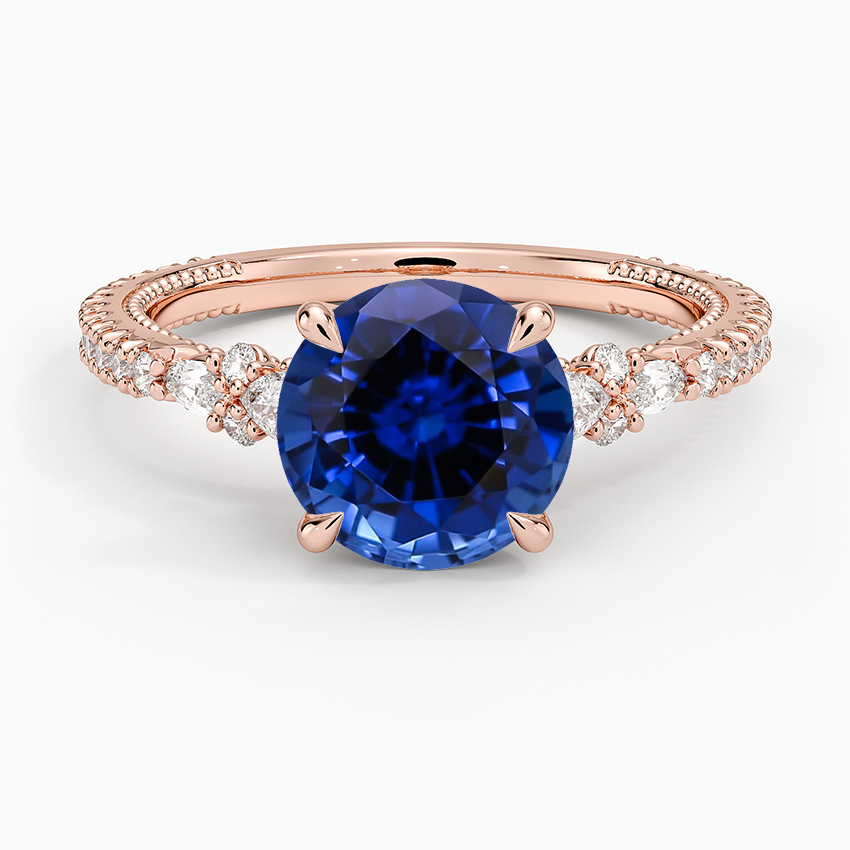 Lab Grown Sapphire Primrose Diamond Ring in 14K Rose Gold