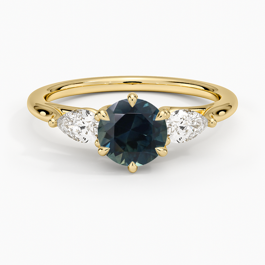 Sapphire Luxe Delilah Three Stone Pear Diamond Ring in 18K Yellow Gold