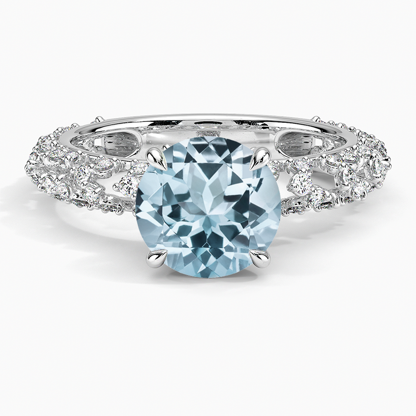 Aquamarine Nieve Diamond Ring in 18K White Gold