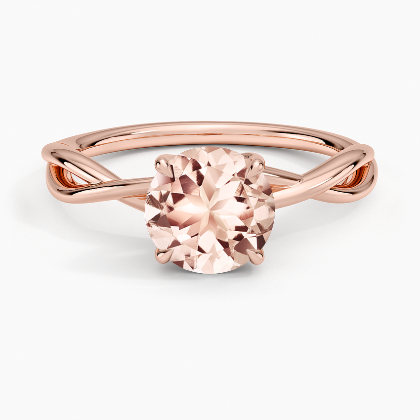 Morganite Alya Twist Solitaire Ring in 14K Rose Gold