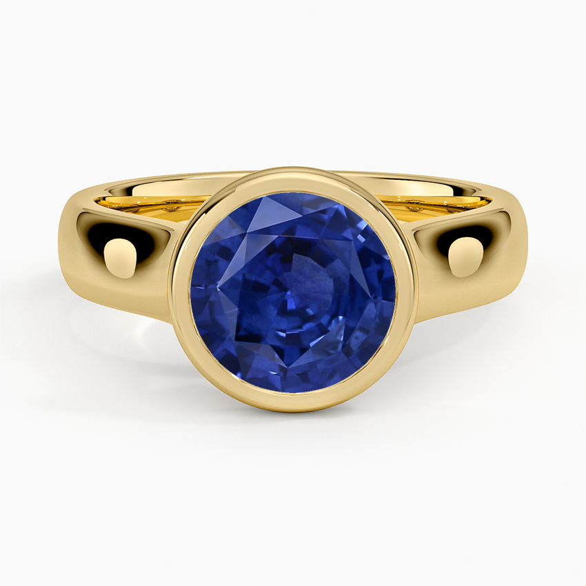 Sapphire Luna 4mm Bezel Ring in 14K Yellow Gold