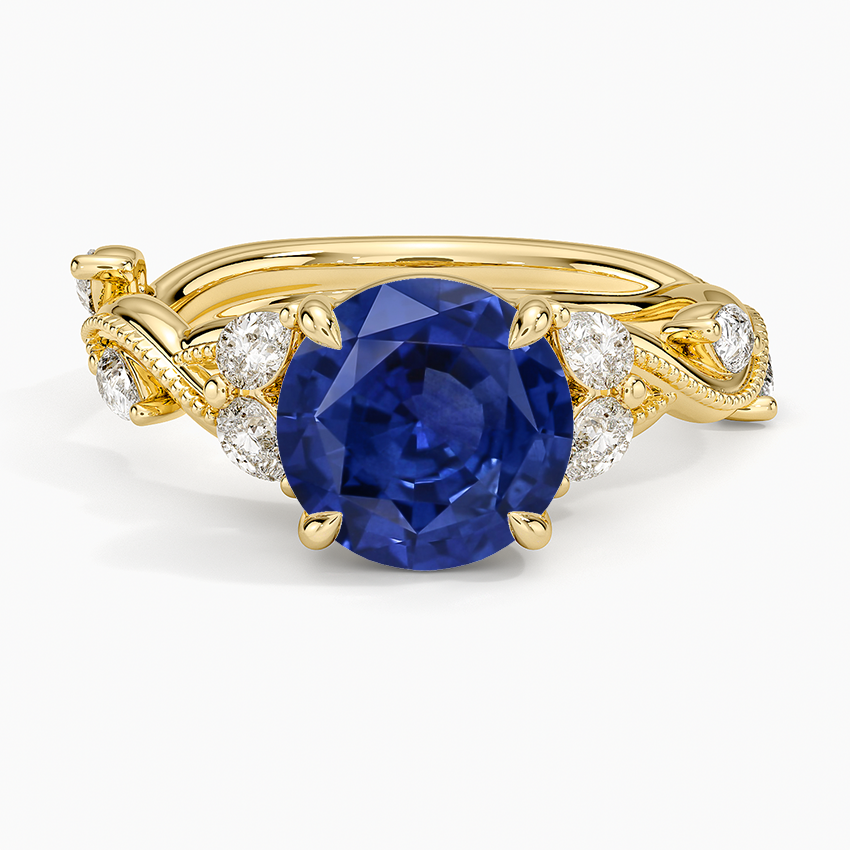 Sapphire Vintage Secret Garden Diamond Ring (3/8 ct. tw.) in 14K Yellow Gold