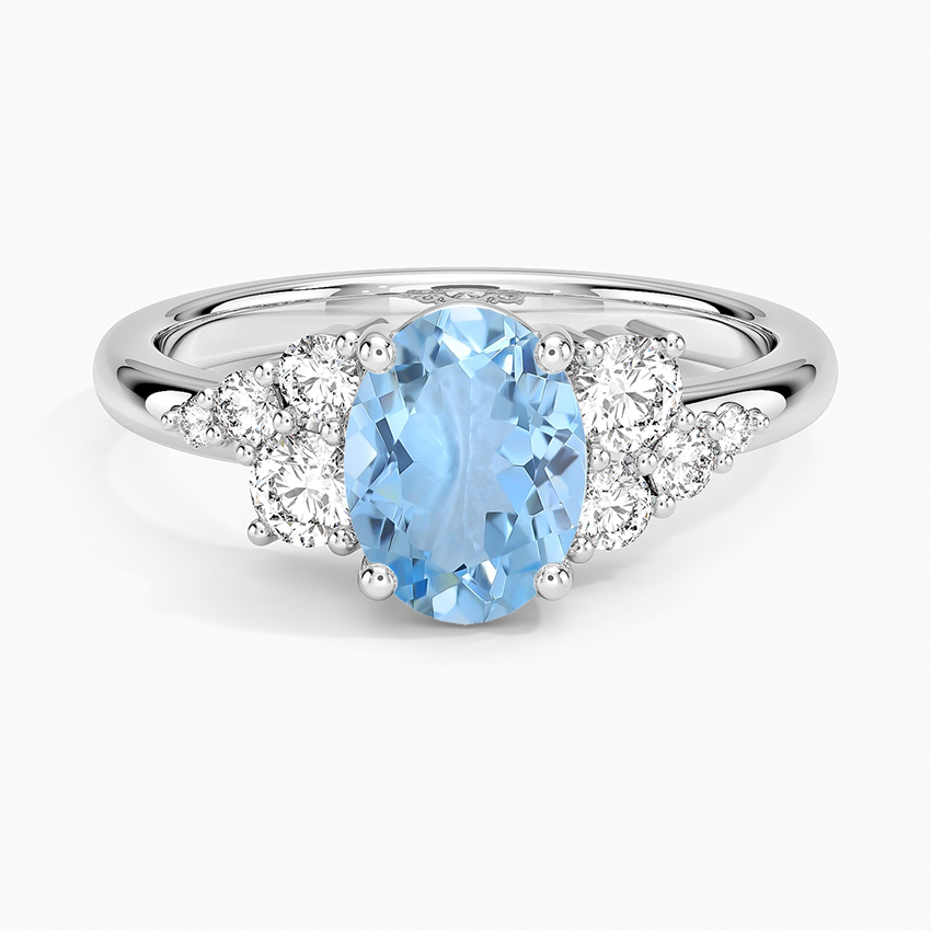 Aquamarine Corine Diamond Ring (1/3 Ct. Tw.) in 18K White Gold