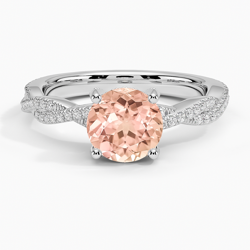 Lab Grown Sapphire Adorned Luxe Petite Twisted Vine Diamond Ring in 18K White Gold