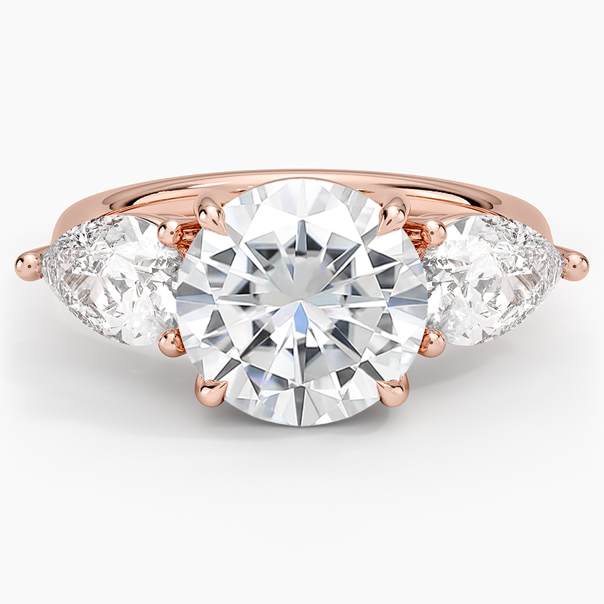 Moissanite Luxe Opera Three Stone Diamond Ring (1 1/3 ct. tw.) in 14K Rose Gold