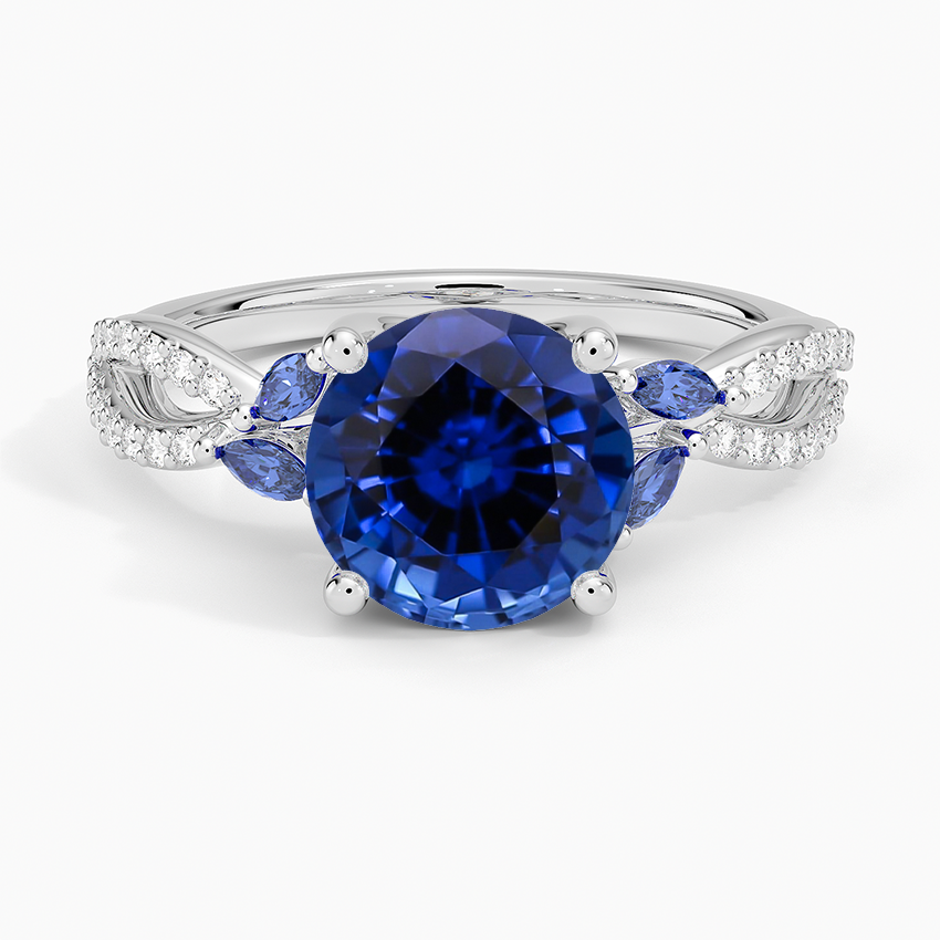 Lab Grown Sapphire Luxe Willow Sapphire and Diamond Ring (1/8 ct. tw.) in 14K White Gold
