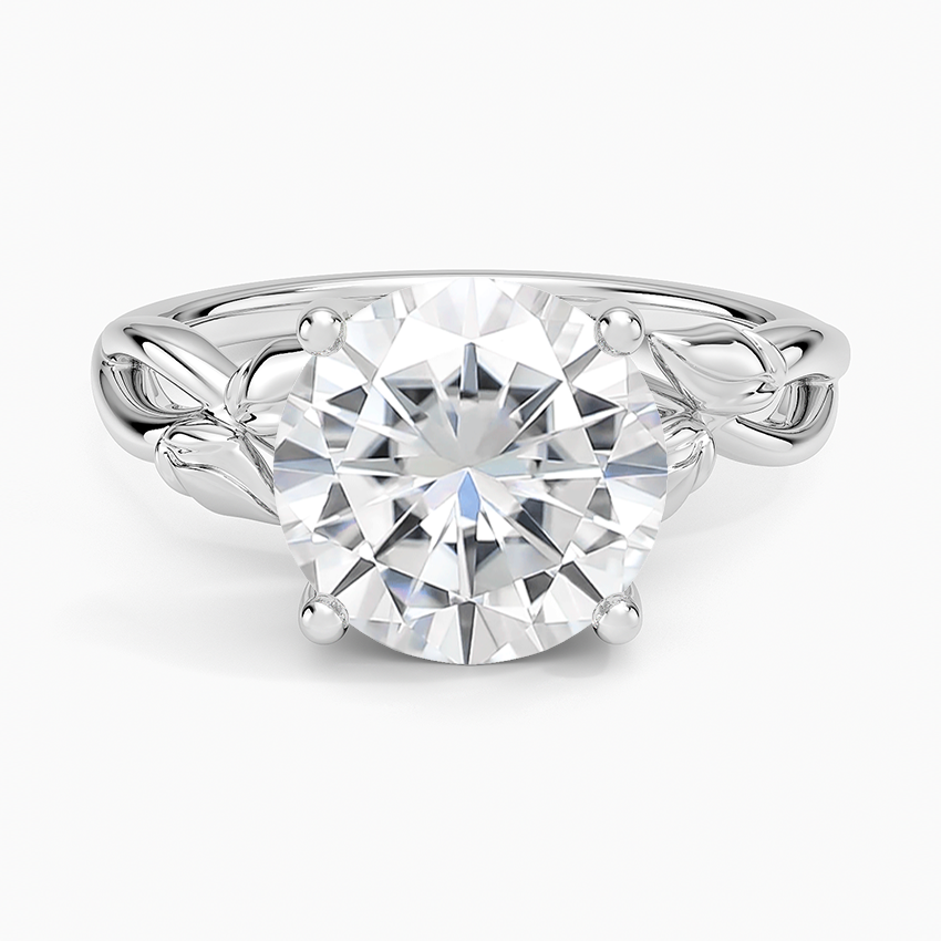 Moissanite Budding Willow Solitaire Ring in 14K White Gold