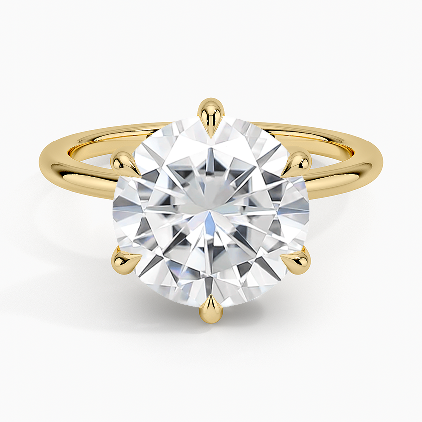 Moissanite Fairmined 1.5mm Six-Prong Solitaire Ring in 18K Yellow Gold