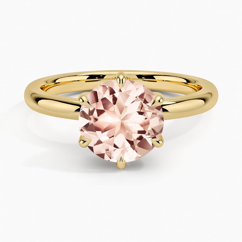 Morganite Fairmined 2mm Six-Prong Solitaire Ring in 18K Yellow Gold