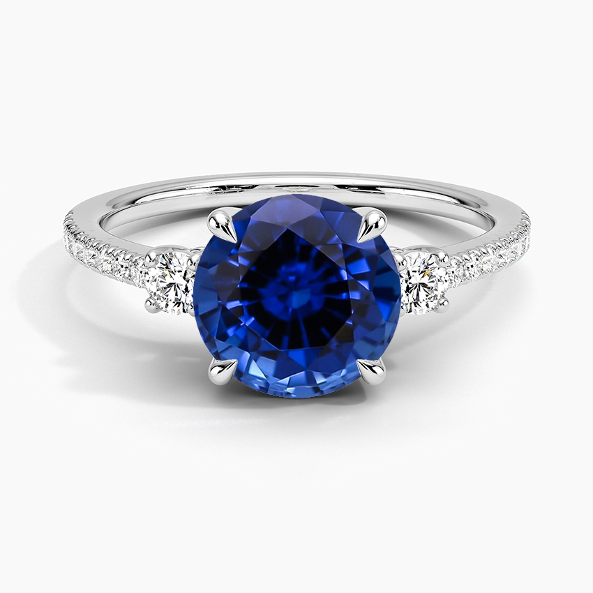 Lab Grown Sapphire Lyra Three Stone Diamond Ring (1/4 ct. tw.) in 18K White Gold