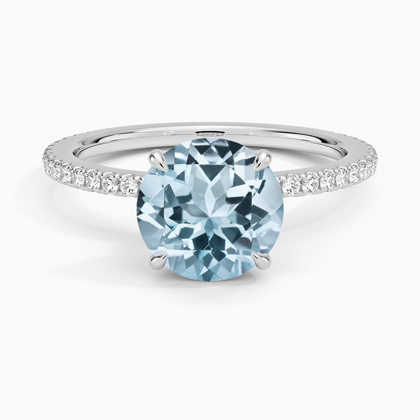 Aquamarine Demi Diamond Ring (1/3 ct. tw.) in 18K White Gold