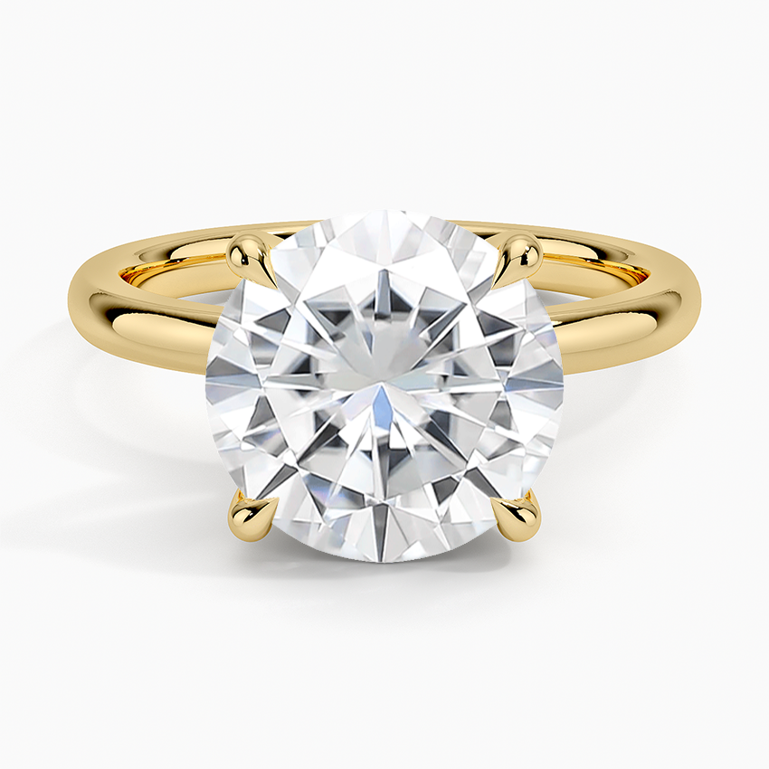 Moissanite Fairmined 2mm Solitaire Ring in 18K Yellow Gold