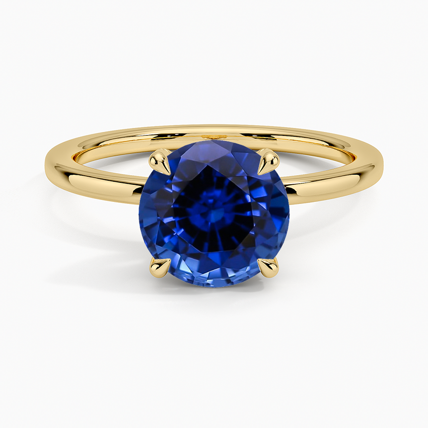 Lab Grown Sapphire Lumiere Diamond Ring in 18K Yellow Gold