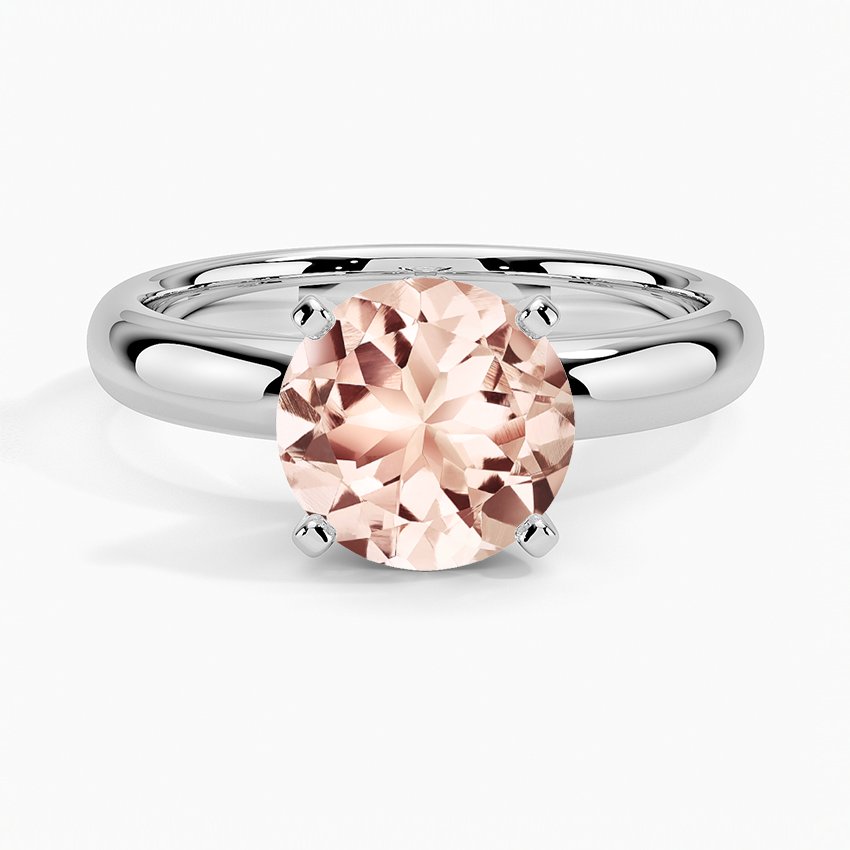 Morganite Comfort Fit 3mm Ring in 18K White Gold