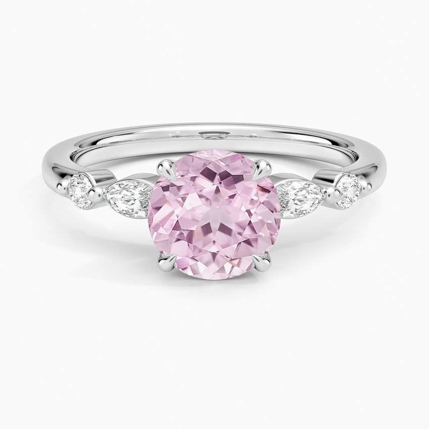 Lab Grown Sapphire Versailles One-Quarter Coverage Diamond Ring in 14K White Gold