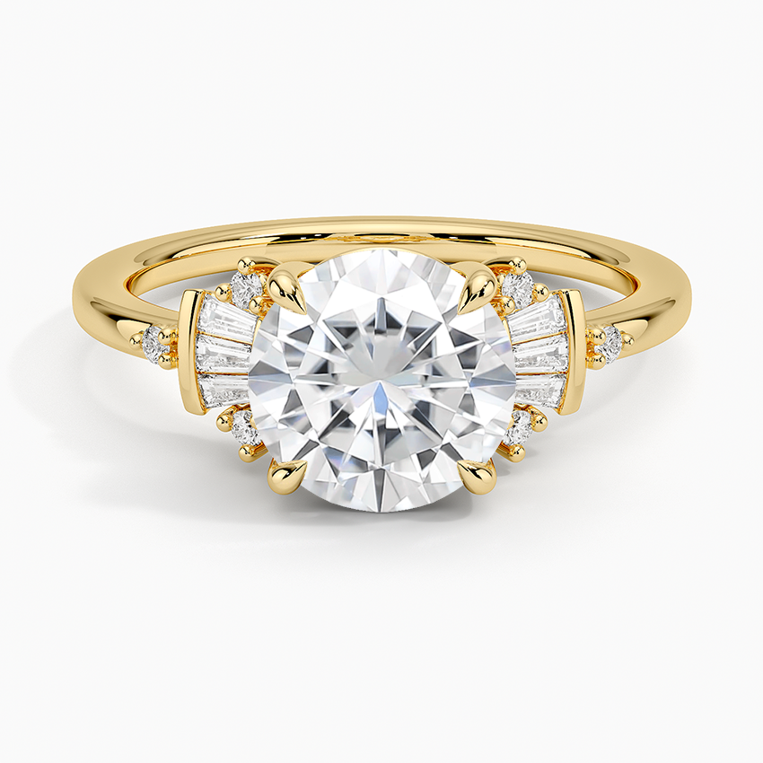 Moissanite Daphne Art Deco Ring in 18K Yellow Gold