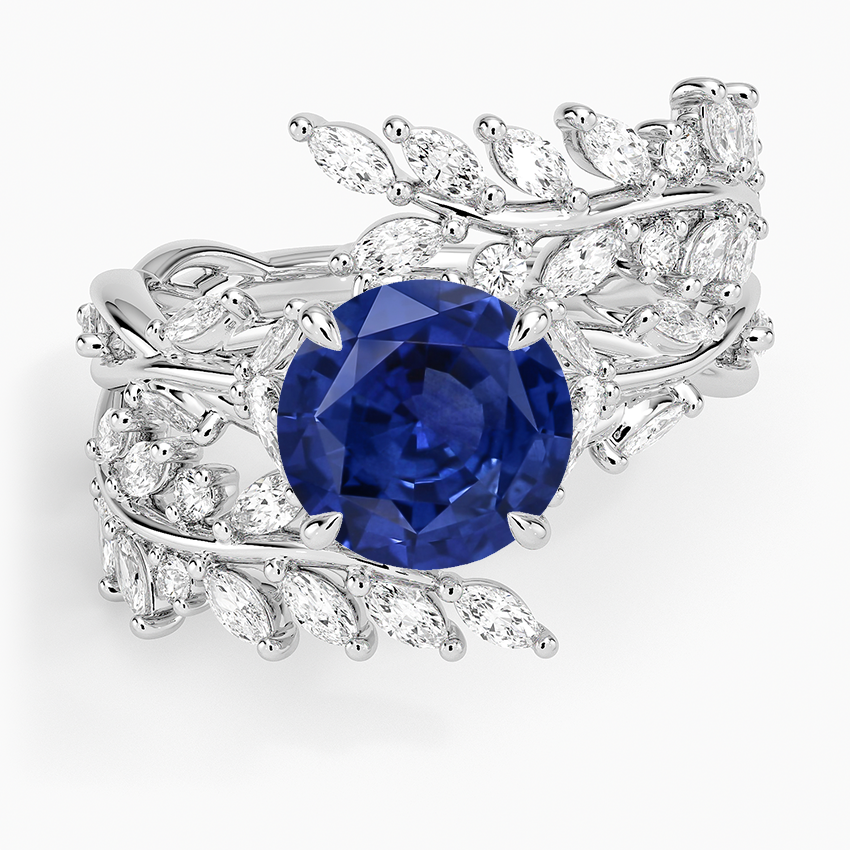 Sapphire Secret Garden Wrap Diamond Ring in 14K White Gold