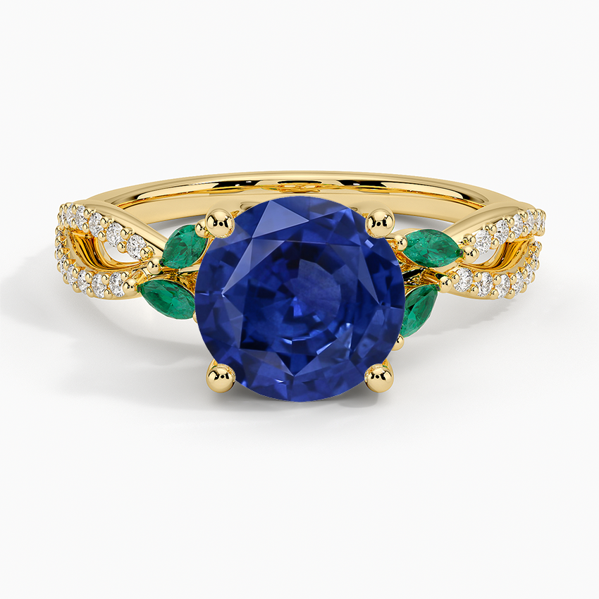 Sapphire Luxe Willow Lab Emerald and Diamond Ring (1/8 ct. tw.) in 14K Yellow Gold