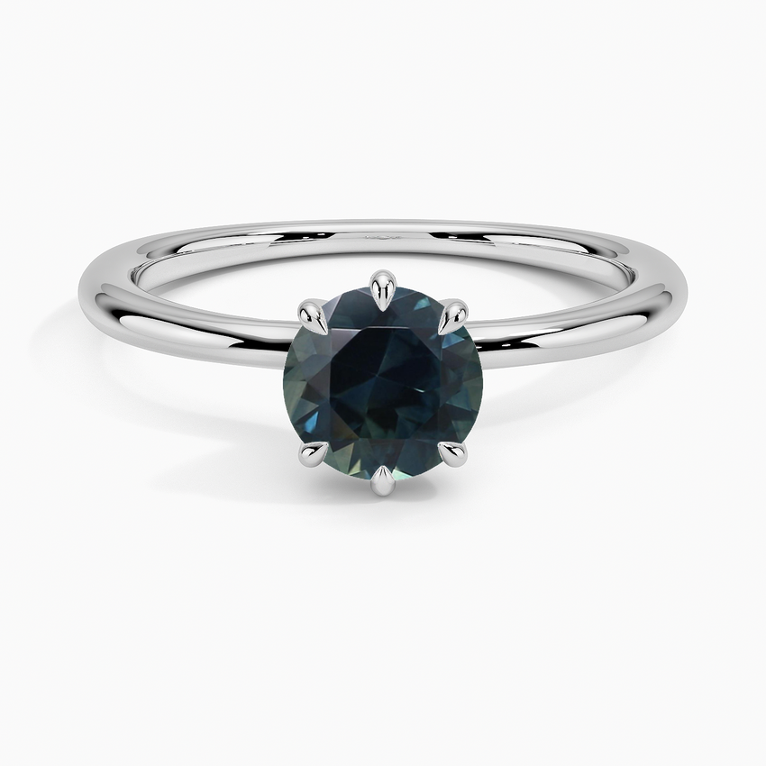 Sapphire Freesia Six-Prong Solitaire Ring in 14K White Gold