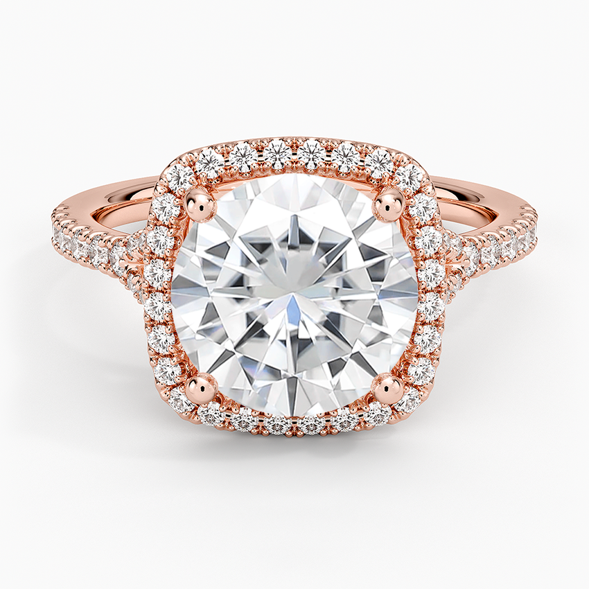 Moissanite Joy Half Coverage Diamond Ring in 14K Rose Gold
