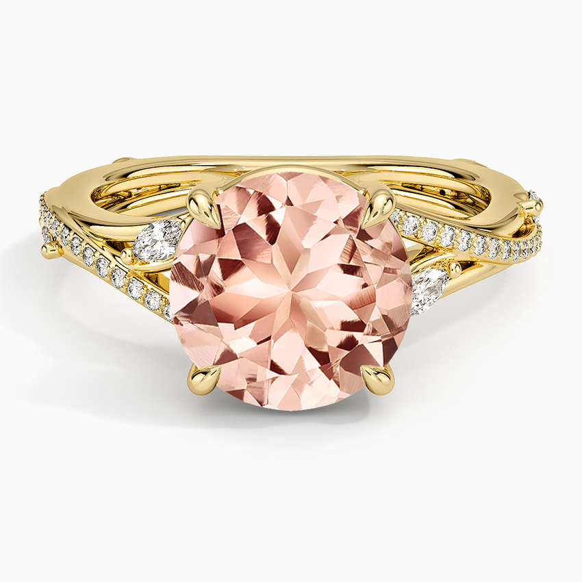 Morganite Begonia Vine Diamond Ring (1/4 ct. tw.) in 14K Yellow Gold