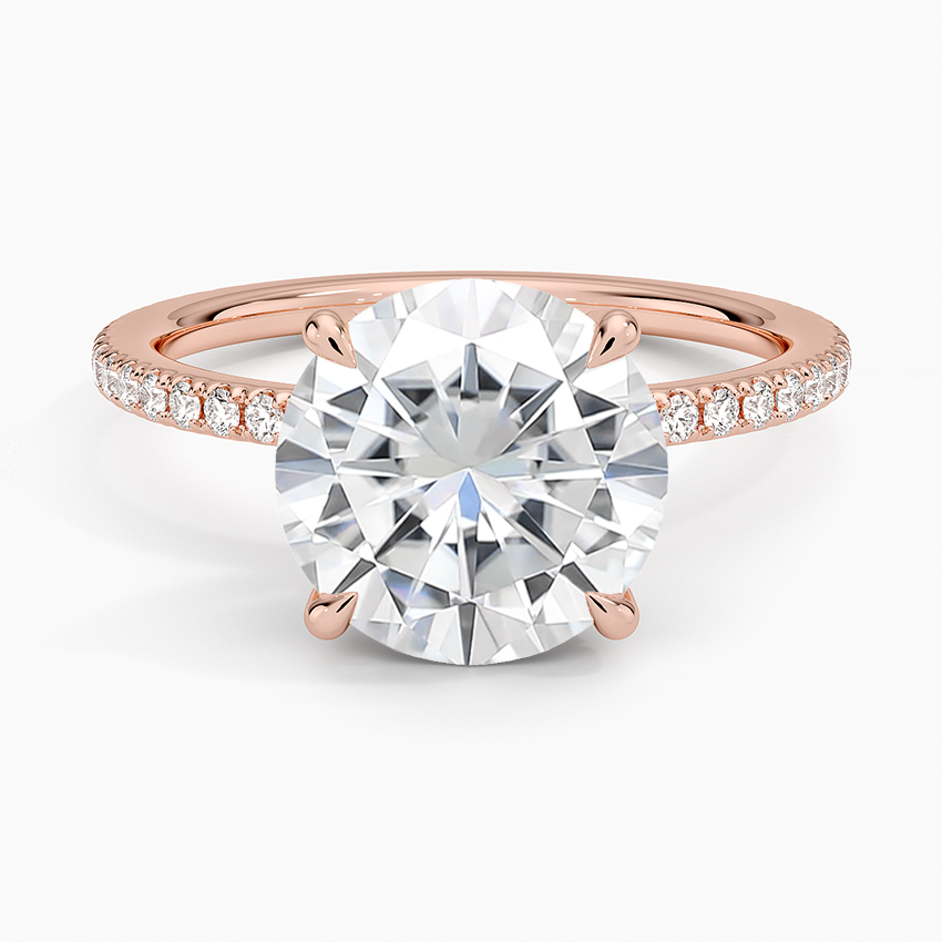 Moissanite Viviana Three-Quarter Coverage Diamond Ring in 14K Rose Gold