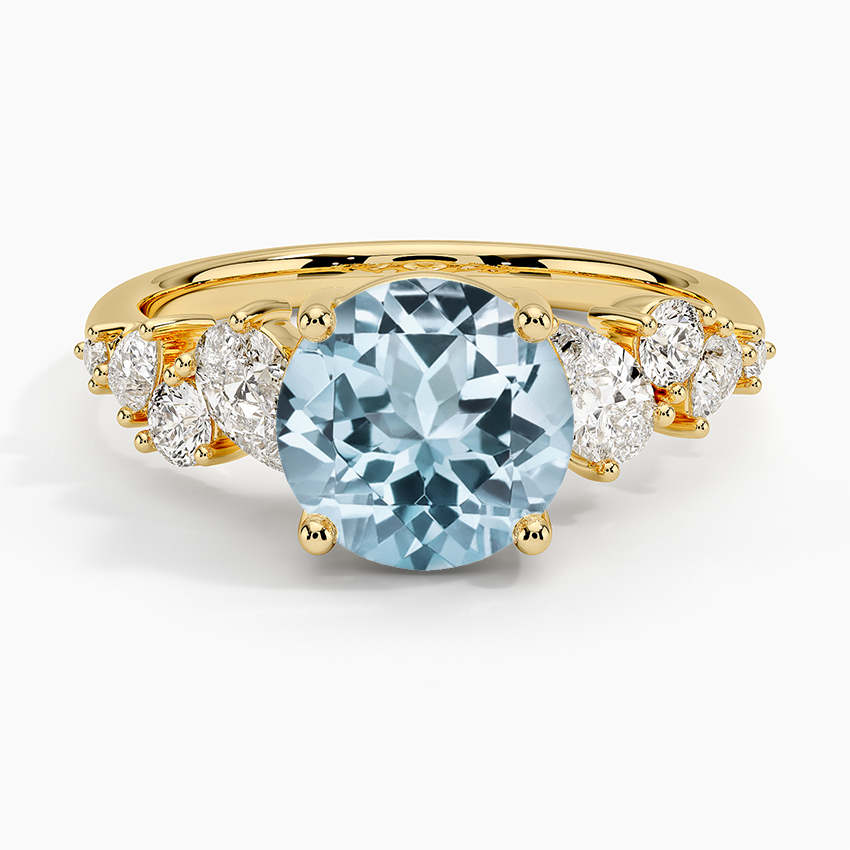 Aquamarine Olivetta Tapered Diamond Ring (1/2 ct. tw.) in 18K Yellow Gold